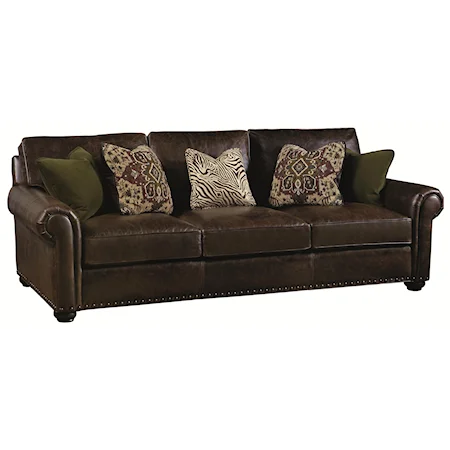 Traditional Sofa with Rolled Arms and Nail Head Trim